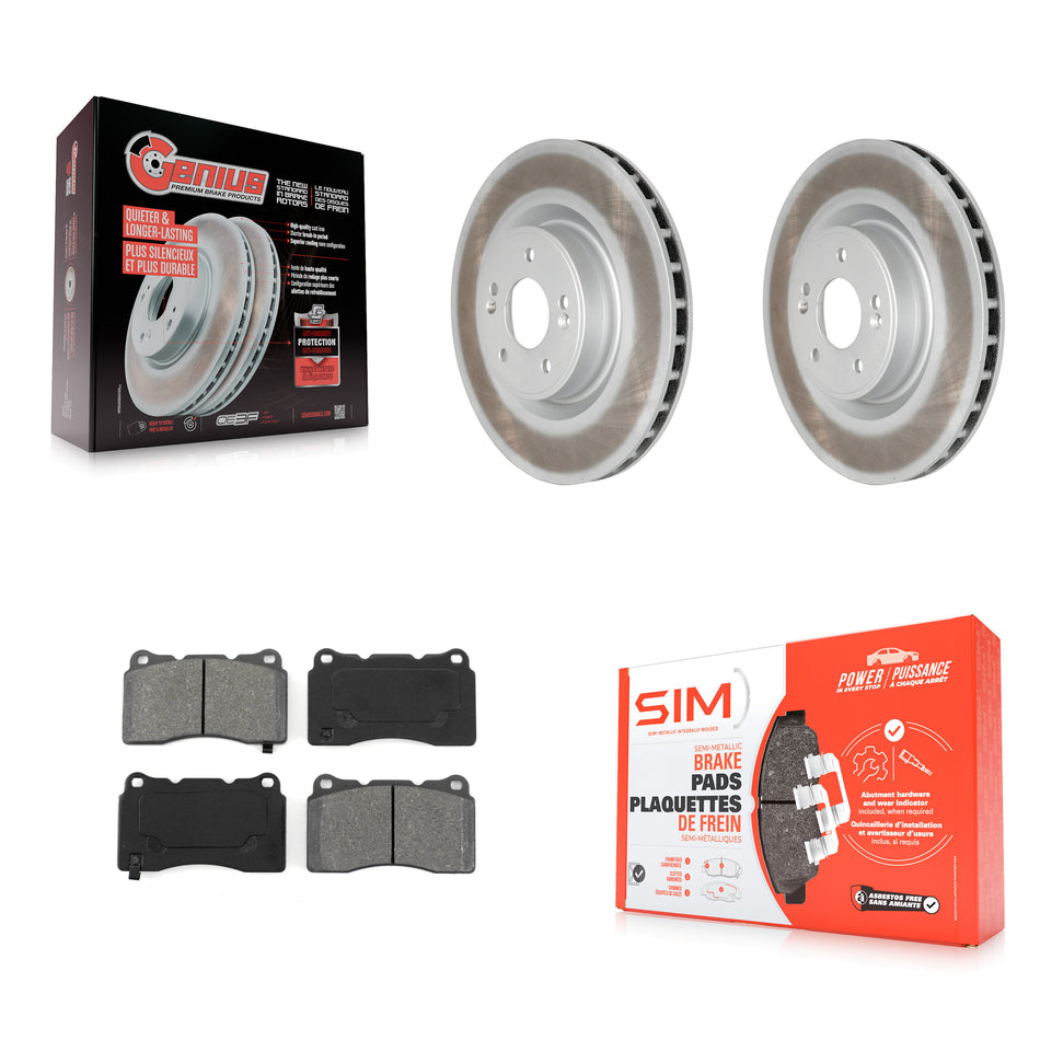 Front Coated Disc Brake Rotors And Semi-Metallic Pads Kit For Hyundai Genesis Coupe KGS-100431