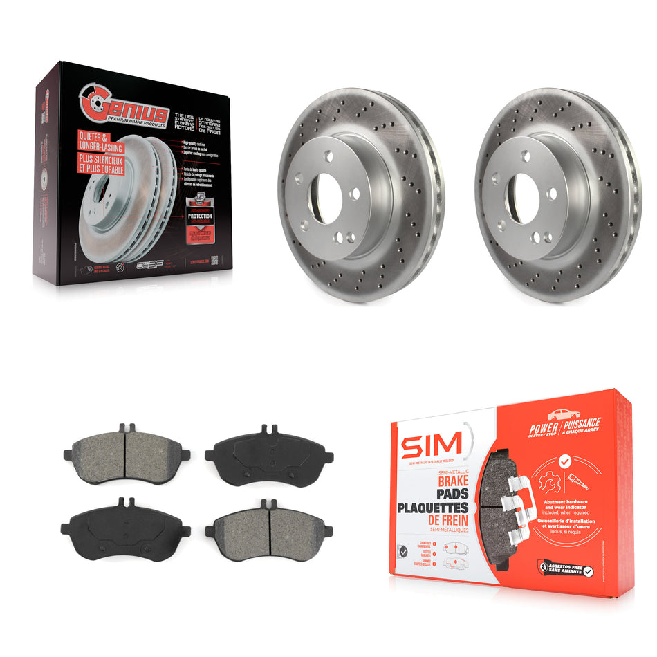 Front Coated Disc Brake Rotors And Semi-Metallic Pads Kit For Mercedes-Benz C300 C250 C230 KGS-100438