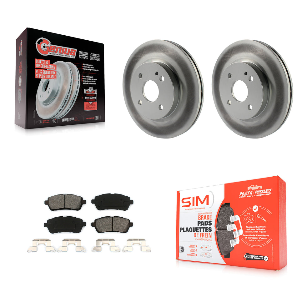 Front Coated Disc Brake Rotors And Semi-Metallic Pads Kit For 2011-2014 Mazda 2 KGS-100446