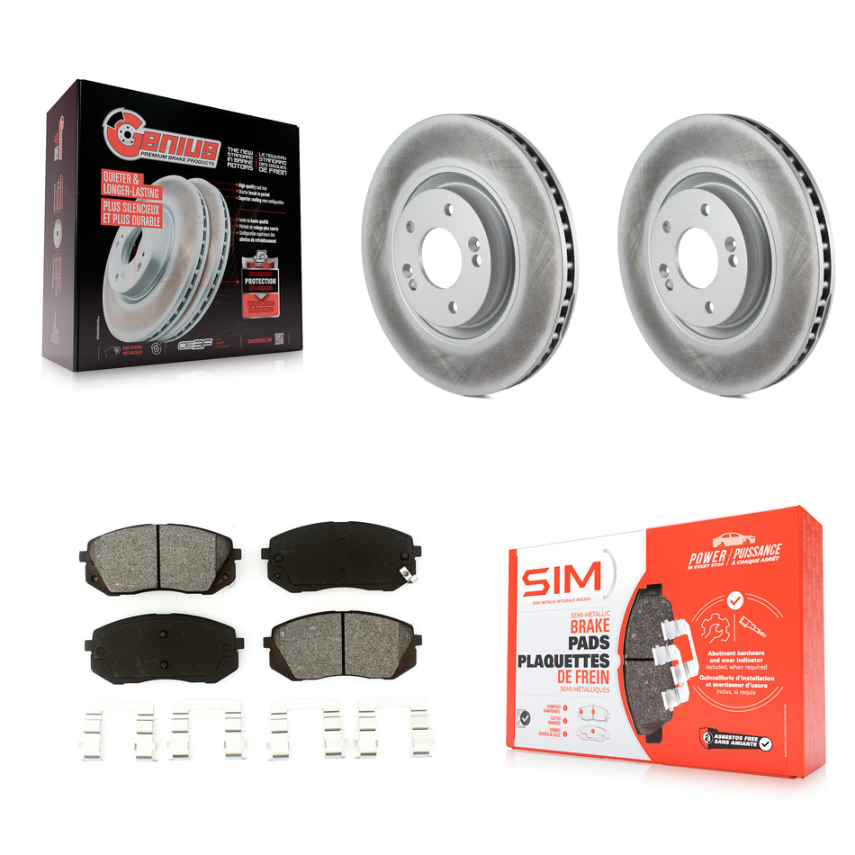 Front Coated Disc Brake Rotors And Semi-Metallic Pads Kit For Hyundai Tucson Sonata Kia Cadenza KGS-100453