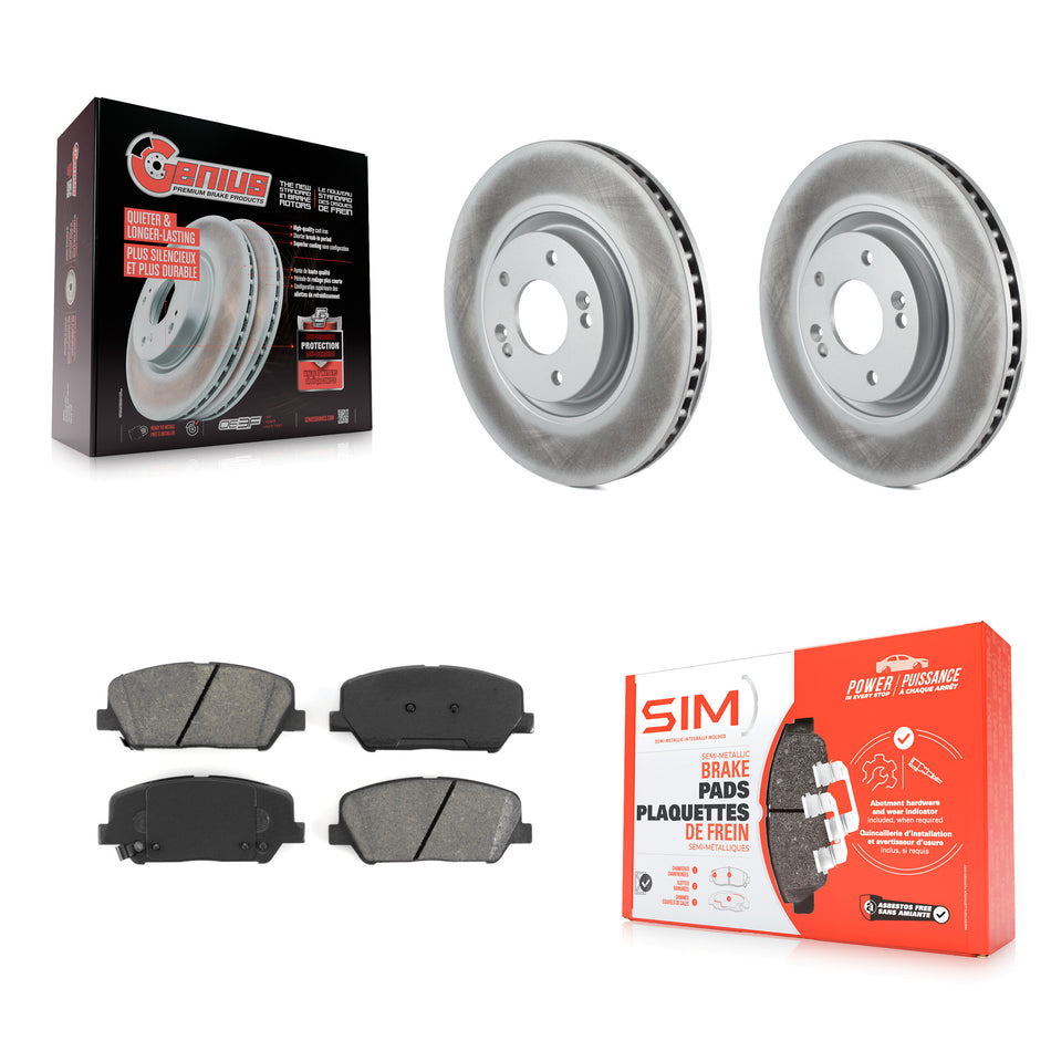 Front Coated Disc Brake Rotors And Semi-Metallic Pads Kit For 2011-2015 Kia Optima 2.0L KGS-100454