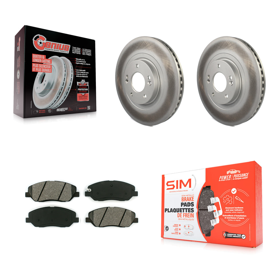 Front Coated Disc Brake Rotors And Semi-Metallic Pads Kit For 2013-2016 Hyundai Santa Fe XL 3.3L KGS-100474