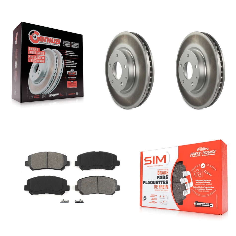 Front Coated Disc Brake Rotors And Semi-Metallic Pads Kit For 2013-2015 Mazda CX-5 KGS-100477