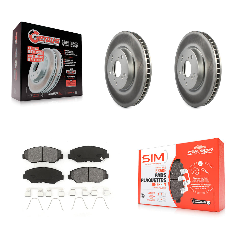 Front Coated Disc Brake Rotors And Semi-Metallic Pads Kit For 2015 Honda Civic EX with Manual transmission KGS-100481