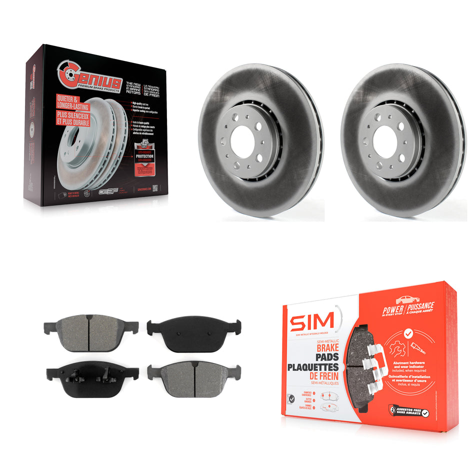Front Coated Disc Brake Rotors And Semi-Metallic Pads Kit For 2003-2014 Volvo XC90 With 328mm Diameter Rotor KGS-100483