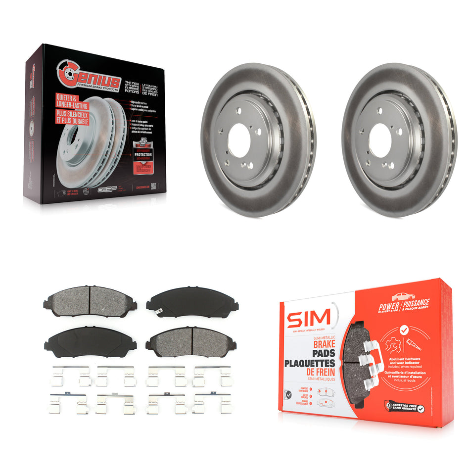 Front Coated Disc Brake Rotors And Semi-Metallic Pads Kit For Honda Pilot Acura MDX Ridgeline KGS-100485