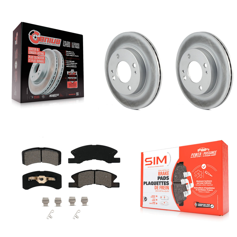 Front Coated Disc Brake Rotors And Semi-Metallic Pads Kit For 2014-2015 Mitsubishi Mirage KGS-100491