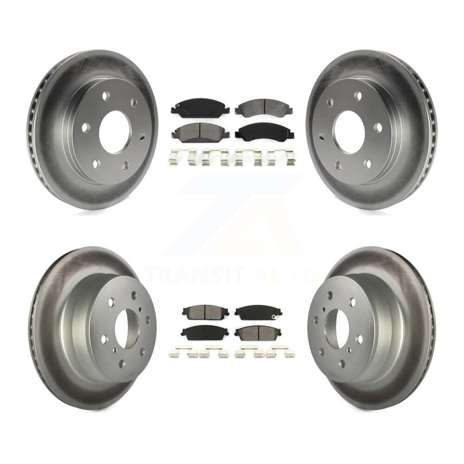 Front Rear Coated Disc Brake Rotors And Semi-Metallic Pads Kit For 2007 GMC Sierra 1500 rear brakes KGS-100537