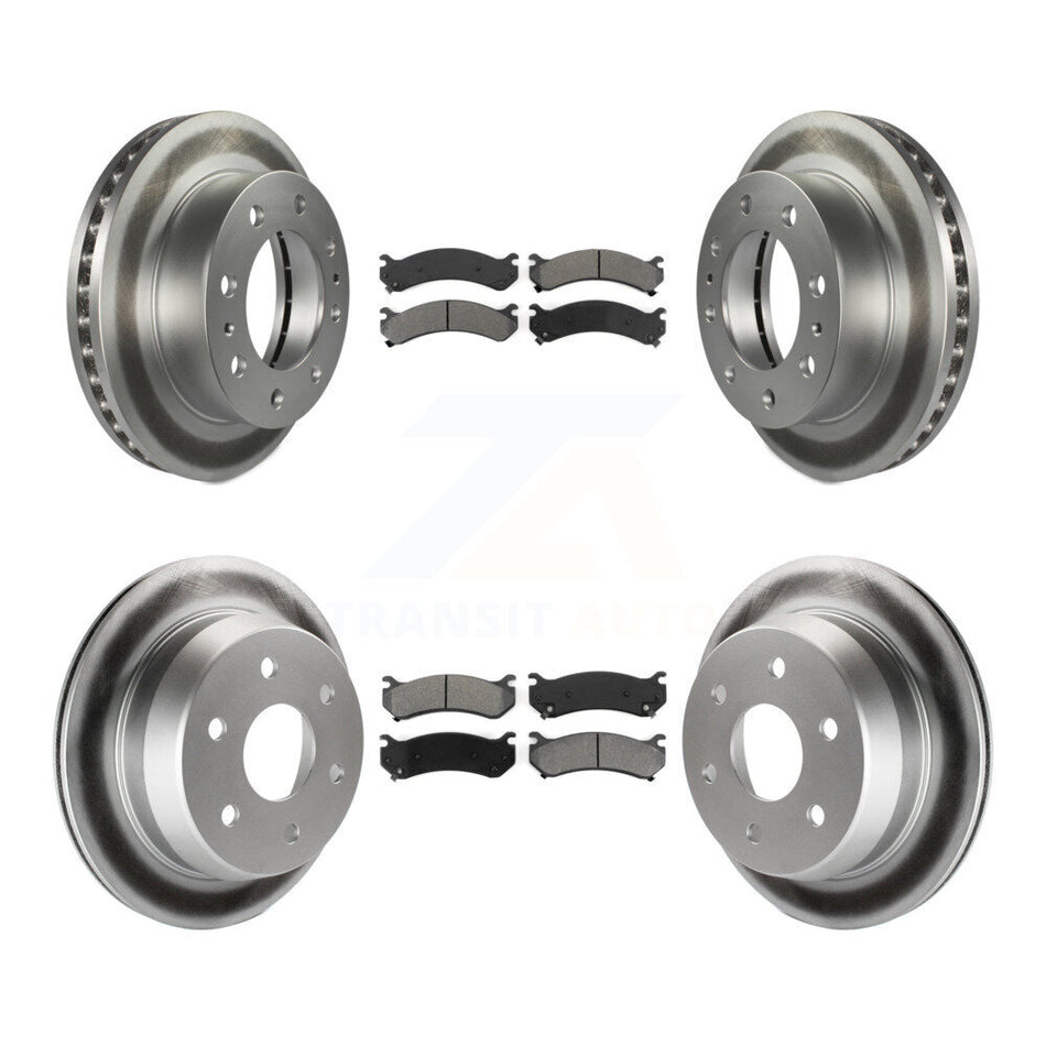 Front Rear Coated Disc Brake Rotors And Semi-Metallic Pads Kit For 2003-2003 Chevrolet Silverado 2500 HD Suburban GMC Sierra KGS-100547