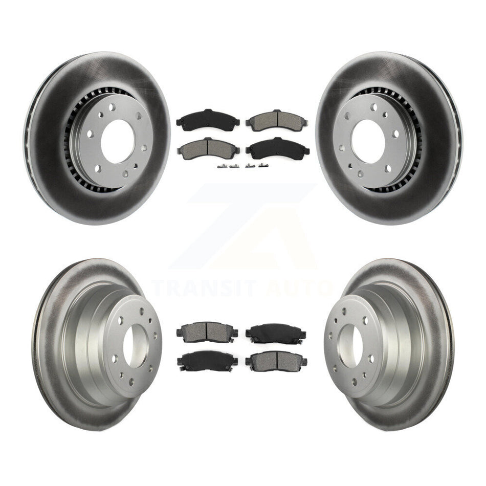 Front Rear Coated Disc Brake Rotors And Semi-Metallic Pads Kit For Chevrolet Trailblazer GMC EXT Envoy XL Buick Rainier XUV SSR Isuzu Ascender Saab 9-7x KGS-100557