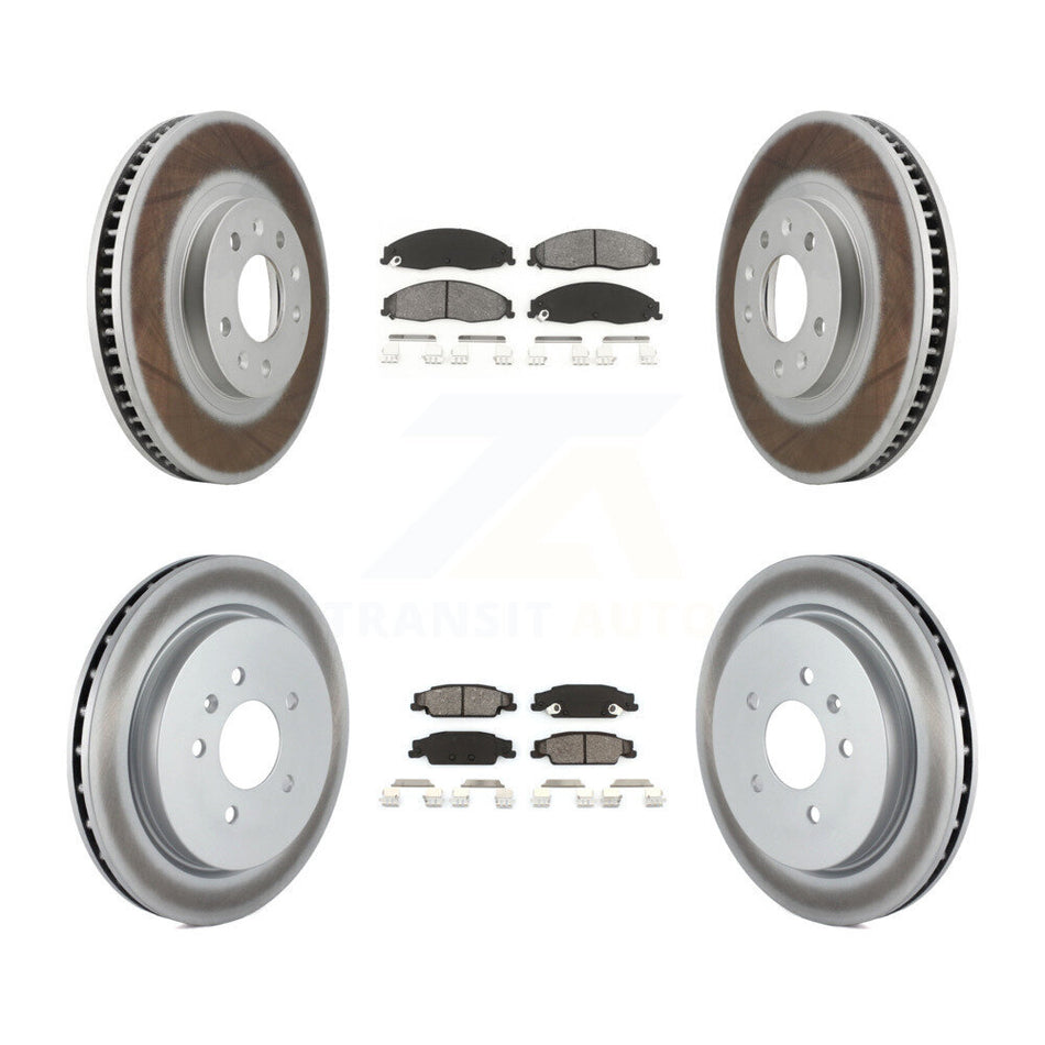 Front Rear Coated Disc Brake Rotors And Semi-Metallic Pads Kit For Cadillac CTS With Standard Suspension KGS-100558