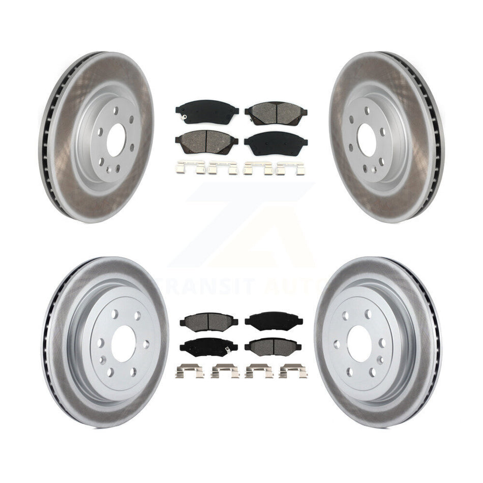 Front Rear Coated Disc Brake Rotors And Semi-Metallic Pads Kit For Cadillac SRX Saab 9-4X KGS-100592