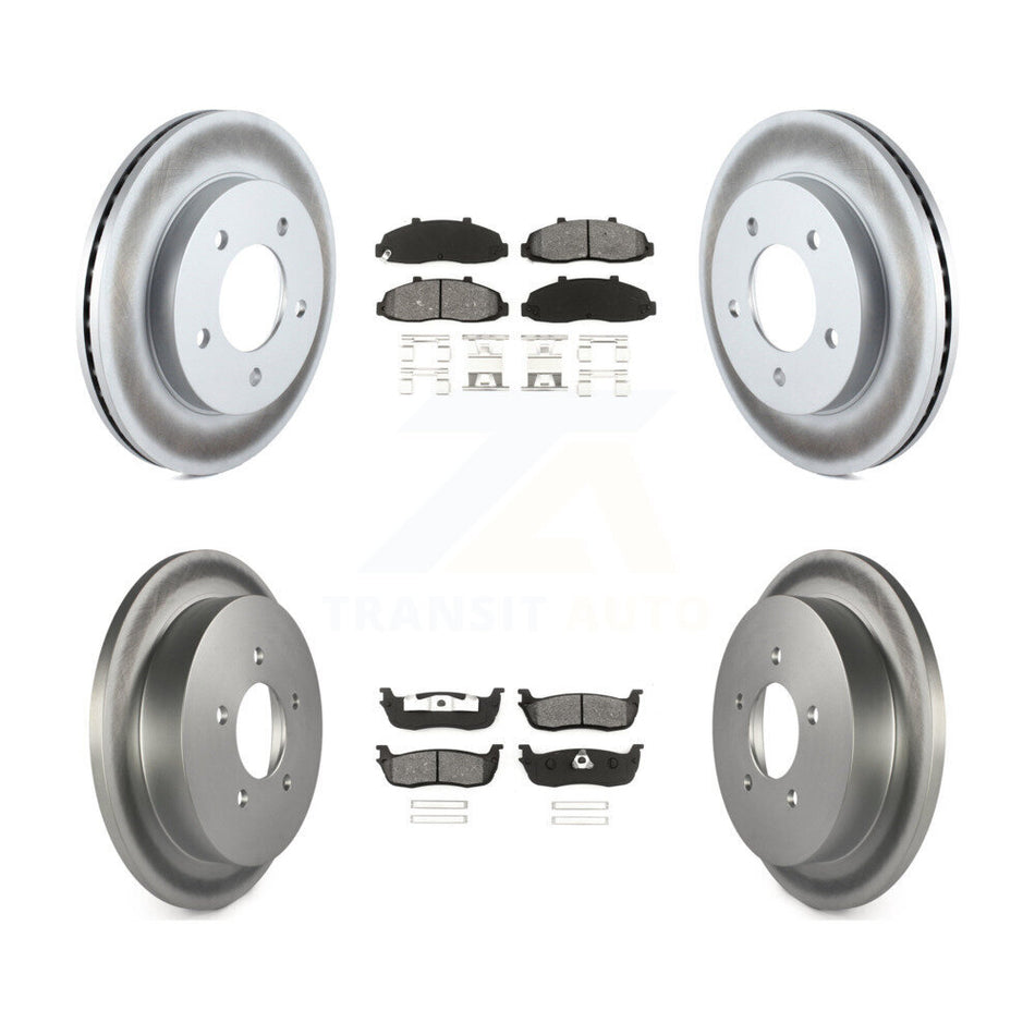 Front Rear Coated Disc Brake Rotors And Semi-Metallic Pads Kit For Ford F-150 Heritage 4WD KGS-100603
