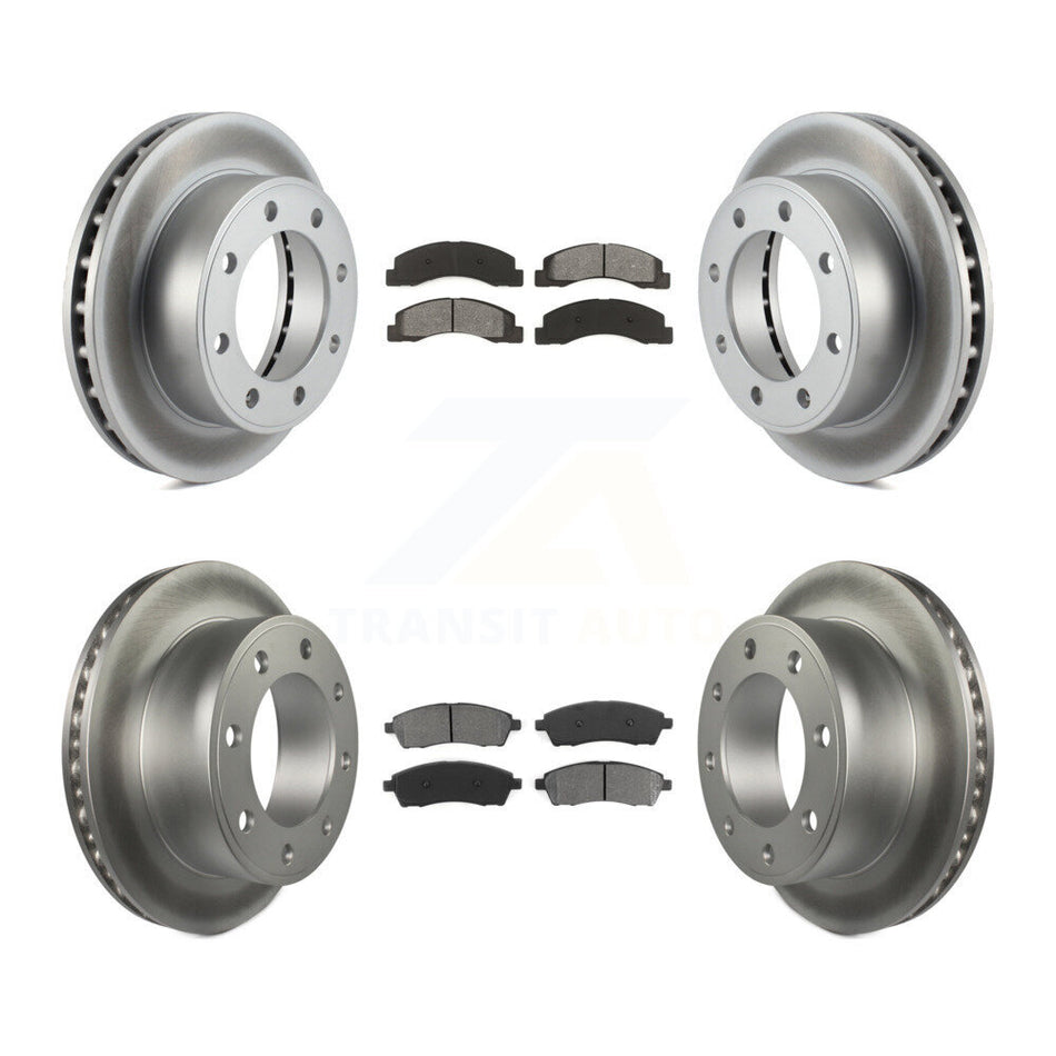Front Rear Coated Disc Brake Rotors And Semi-Metallic Pads Kit For Ford F-250 Super Duty Excursion 4WD KGS-100606