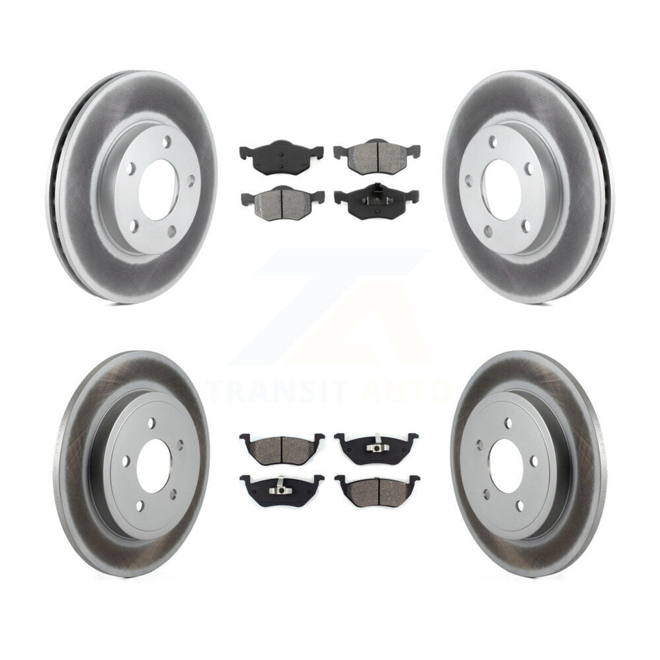 Front Rear Coated Disc Brake Rotors And Semi-Metallic Pads Kit For Mazda Tribute Mercury Mariner KGS-100608