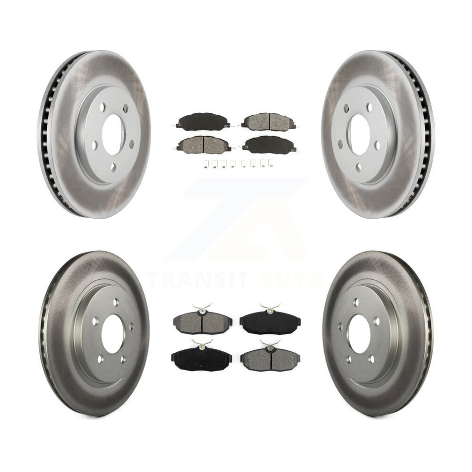 Front Rear Coated Disc Brake Rotors And Semi-Metallic Pads Kit For 2005-2010 Ford Mustang Base KGS-100631