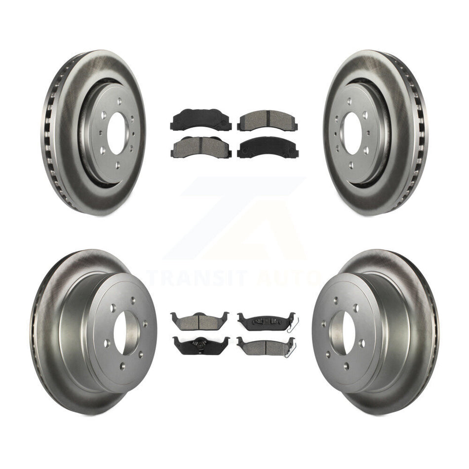 Front Rear Coated Disc Brake Rotors And Semi-Metallic Pads Kit For 2010-2011 Ford F-150 With 6 Lug Wheels KGS-100639