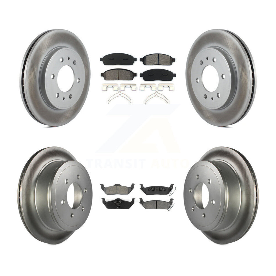 Front Rear Coated Disc Brake Rotors And Semi-Metallic Pads Kit For 2009 Ford F-150 With 6 Lug Wheels KGS-100647
