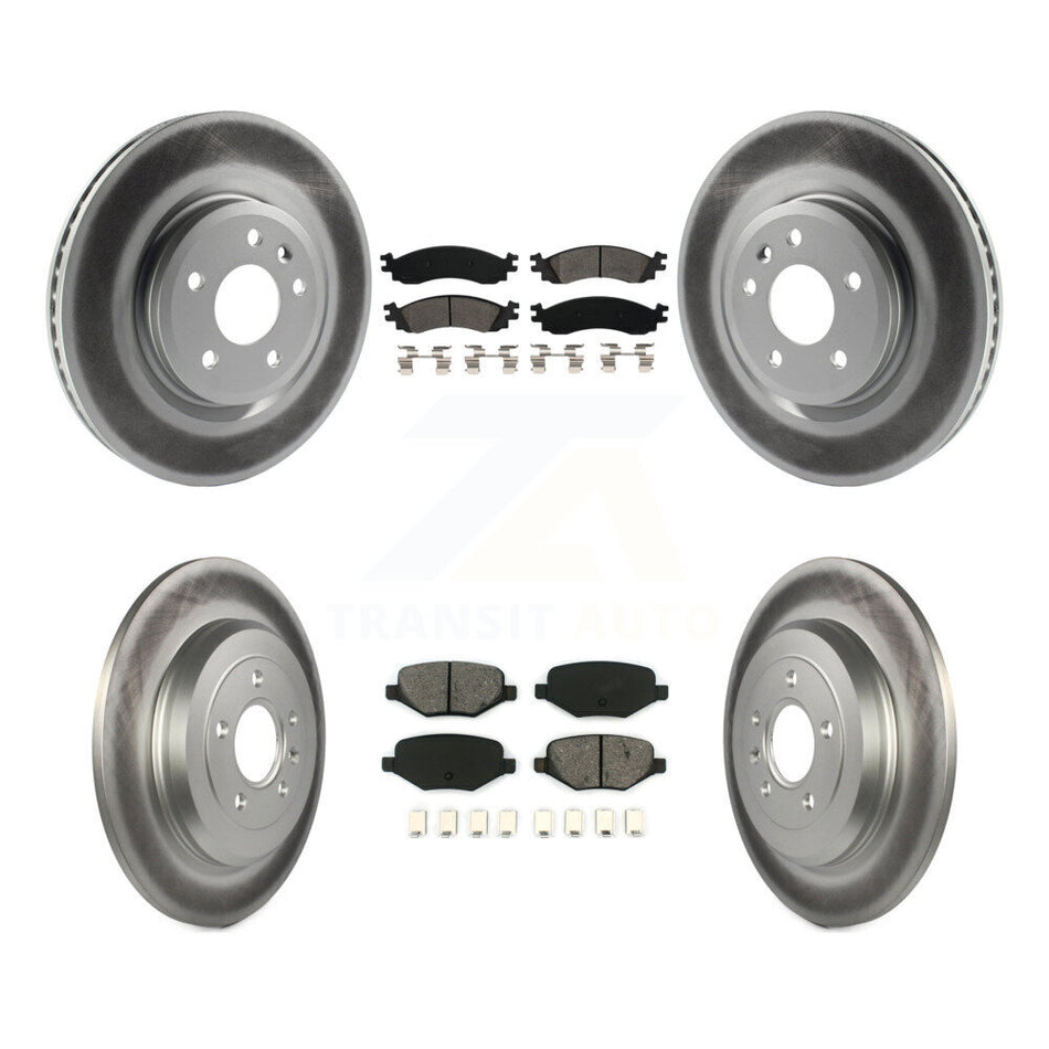 Front Rear Coated Disc Brake Rotors And Semi-Metallic Pads Kit For 2010-2012 Ford Taurus SHO KGS-100648