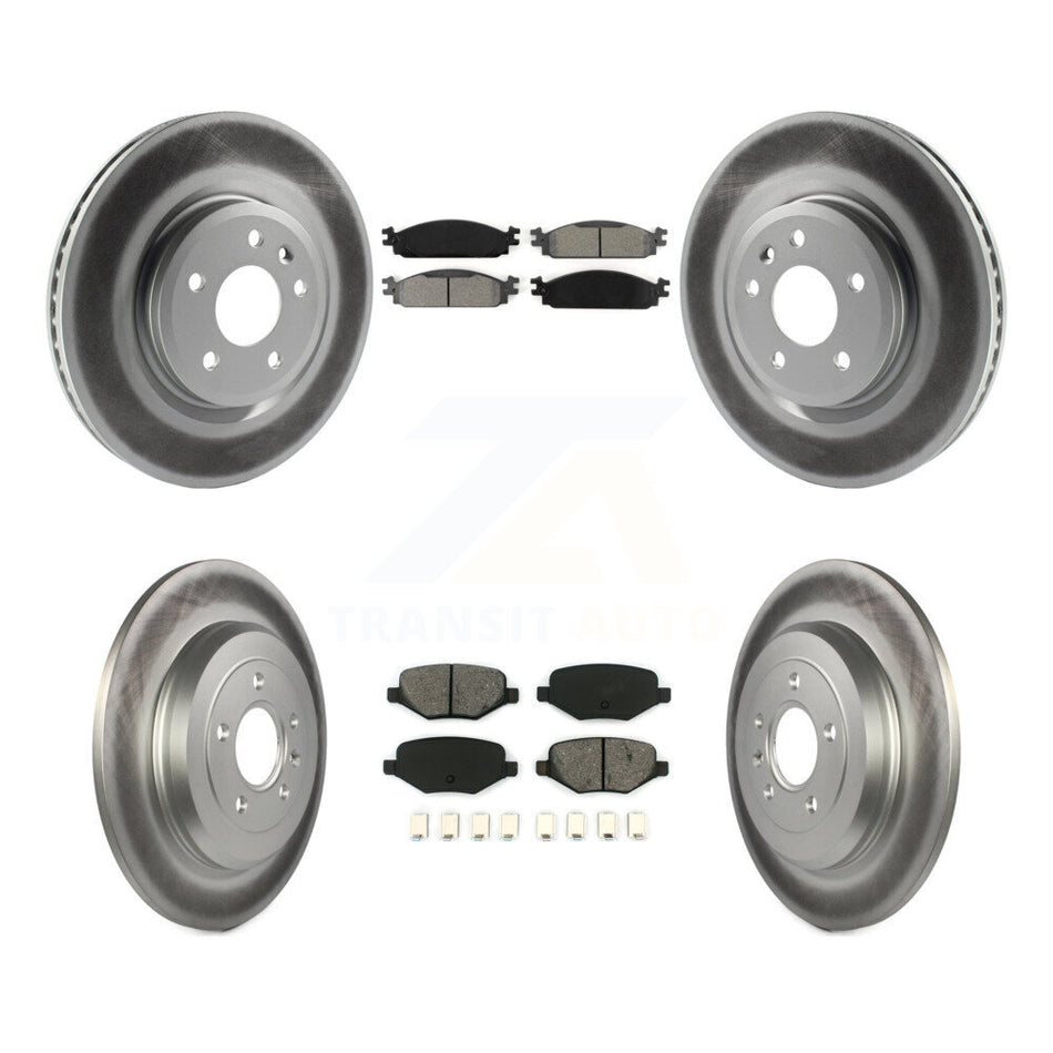 Front Rear Coated Disc Brake Rotors And Semi-Metallic Pads Kit For 2009-2010 Lincoln MKS KGS-100649