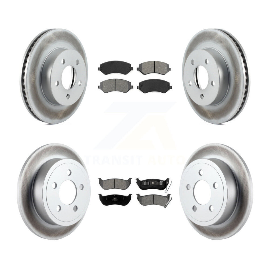 Front Rear Coated Disc Brake Rotors And Semi-Metallic Pads Kit For 2003-2007 Jeep Liberty KGS-100679