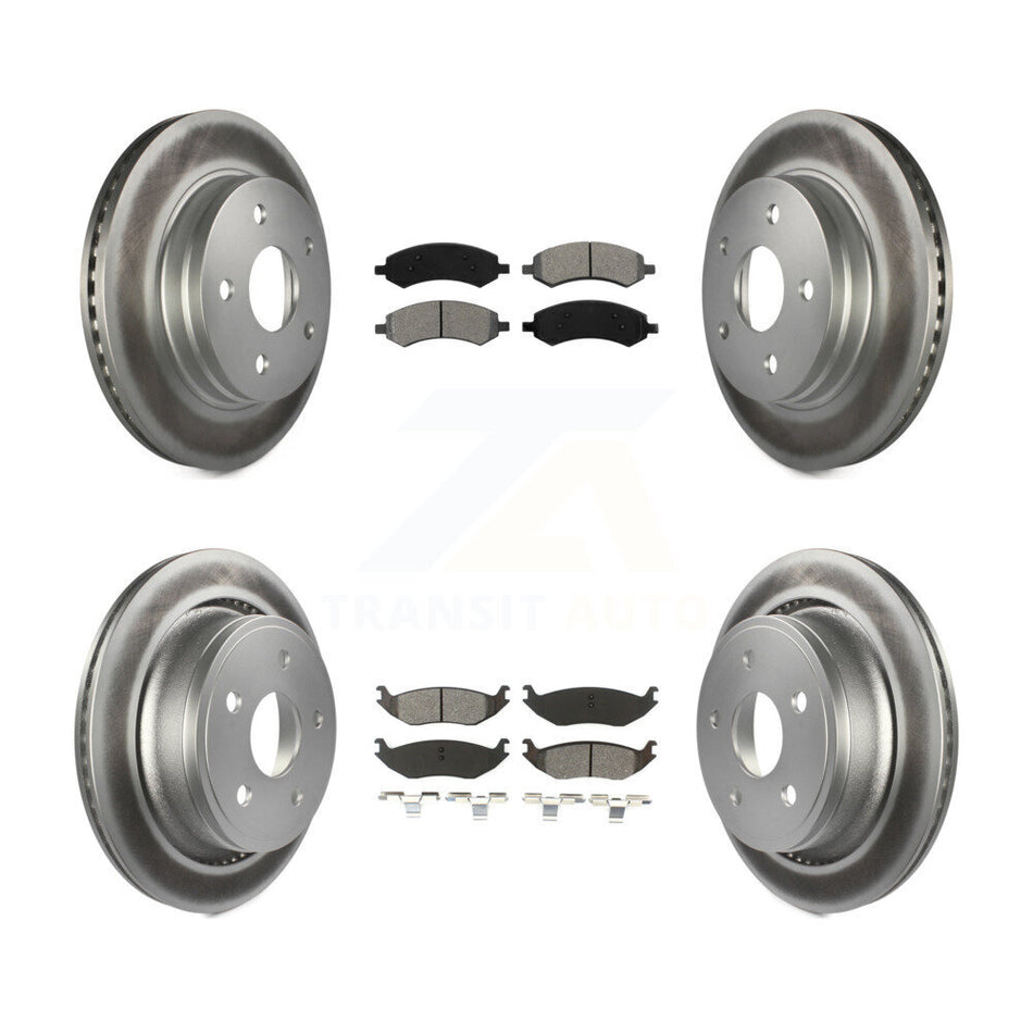Front Rear Coated Disc Brake Rotors And Semi-Metallic Pads Kit For Ram 1500 Dodge Classic Durango Chrysler Aspen KGS-100684
