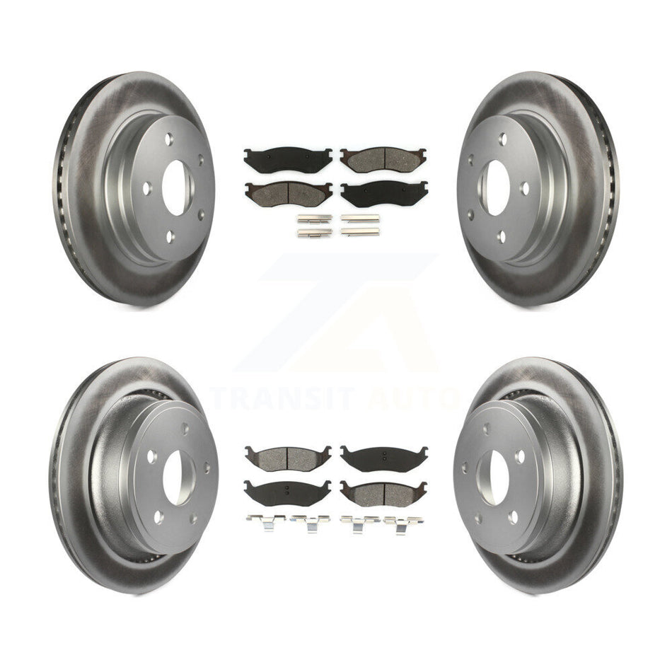 Front Rear Coated Disc Brake Rotors And Semi-Metallic Pads Kit For Dodge Durango Ram 1500 KGS-100686