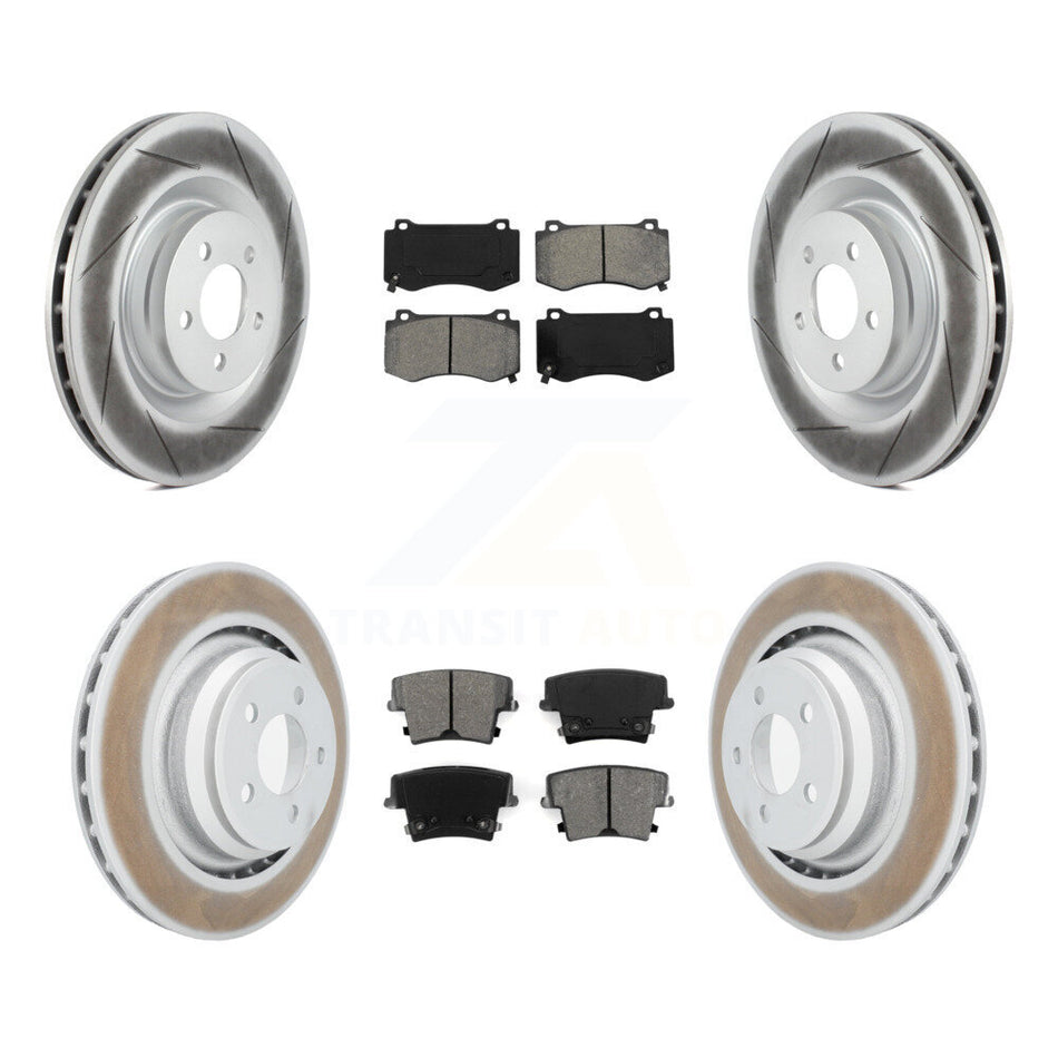 Front Rear Coated Disc Brake Rotors And Semi-Metallic Pads Kit For 2015 Dodge Charger R T Scat Pack with 6.4L KGS-100697