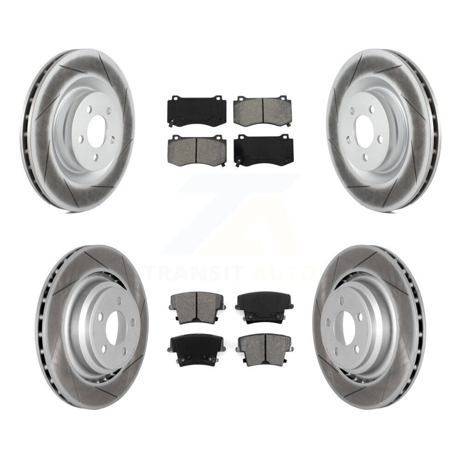 Front Rear Coated Disc Brake Rotors And Semi-Metallic Pads Kit For 2015 Dodge Charger R T Scat Pack with 6.4L KGS-100699