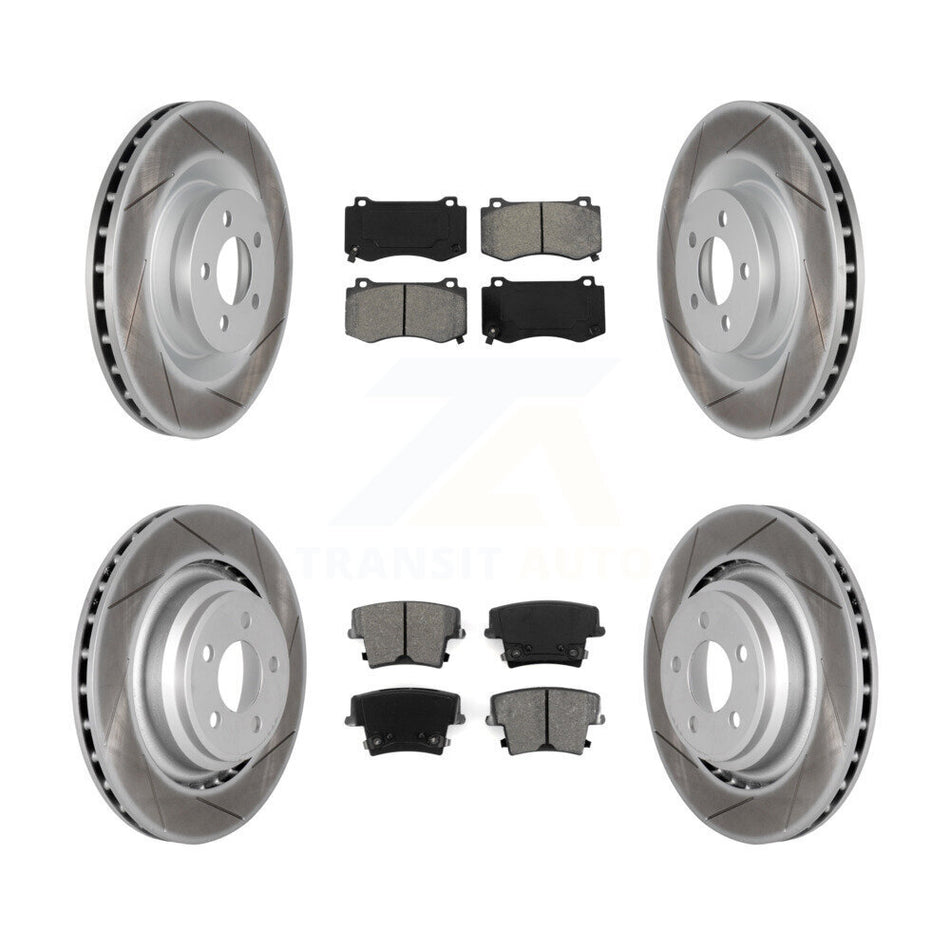 Front Rear Coated Disc Brake Rotors And Semi-Metallic Pads Kit For 2015 Dodge Charger R T Scat Pack with 6.4L KGS-100714