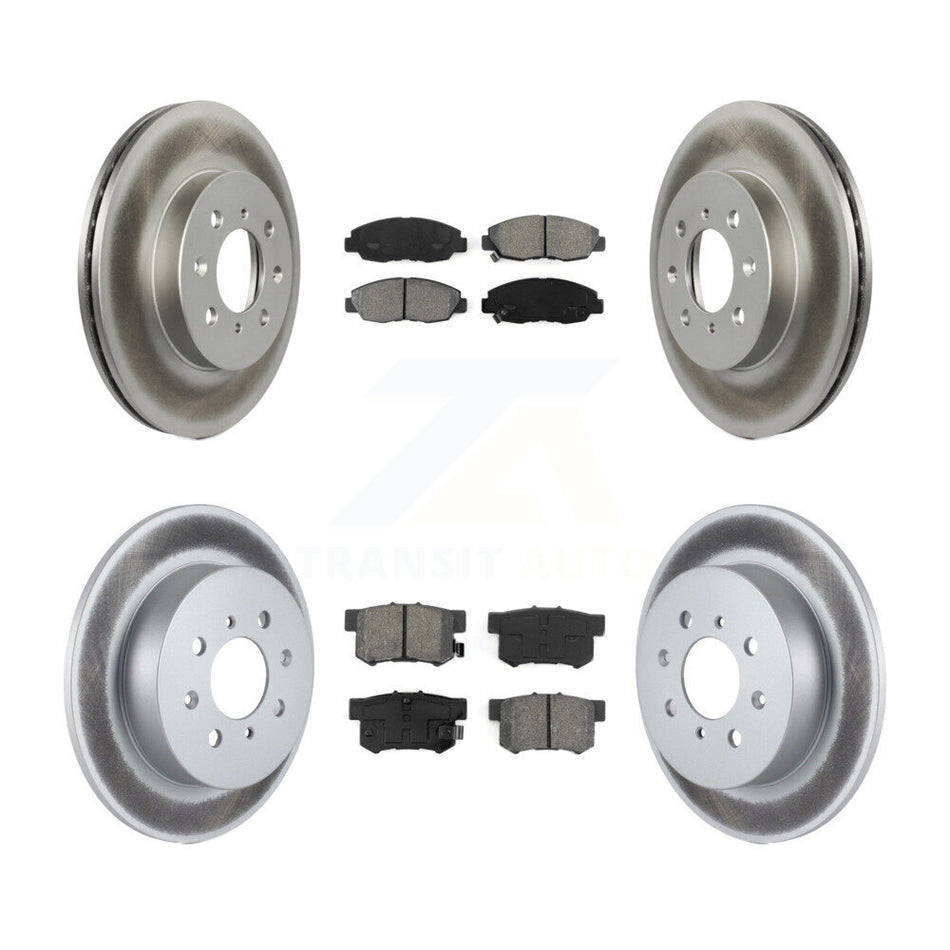Front Rear Coated Disc Brake Rotors And Semi-Metallic Pads Kit For Honda Civic Acura EL KGS-100724
