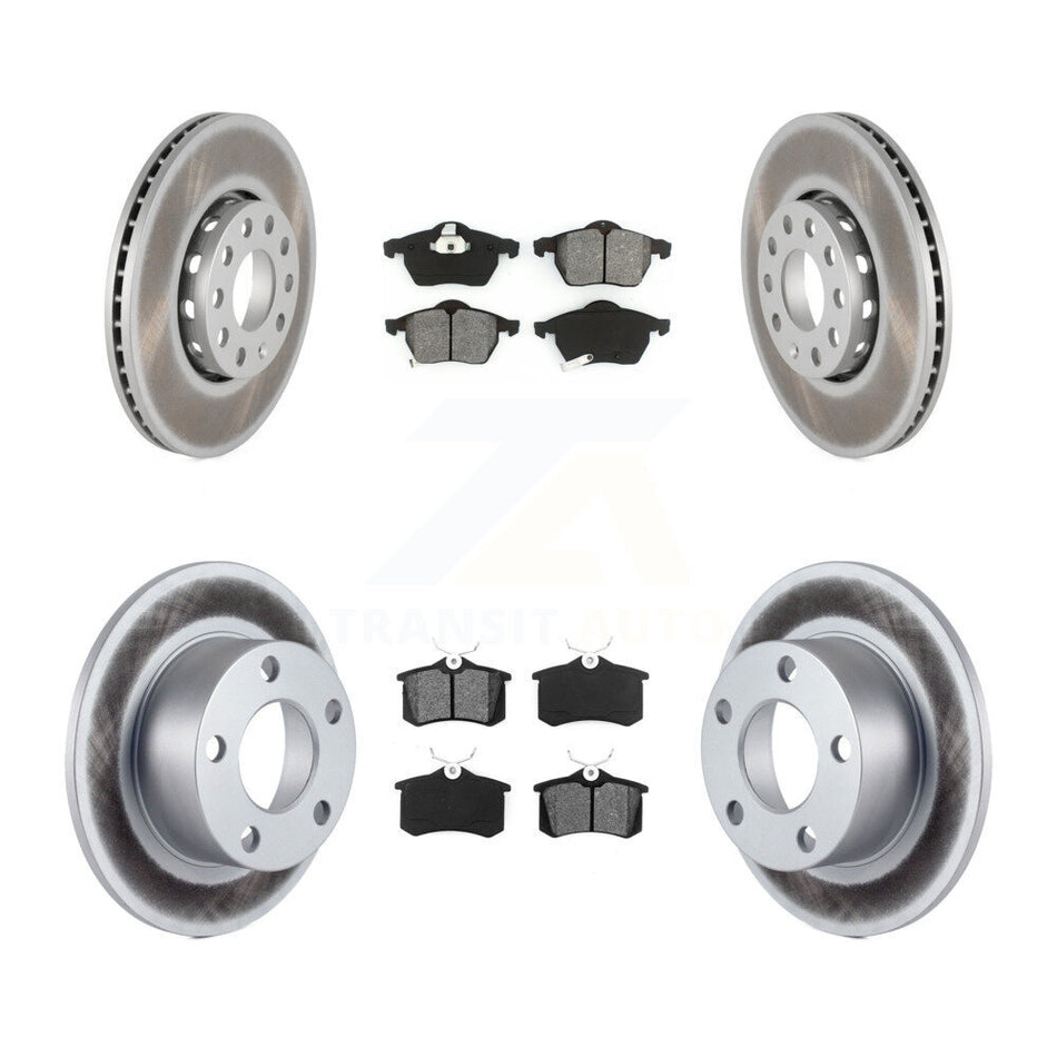 Front Rear Coated Disc Brake Rotors And Semi-Metallic Pads Kit For 1999 Volkswagen Passat FWD From Chassis VIN #3BX124708 KGS-100737