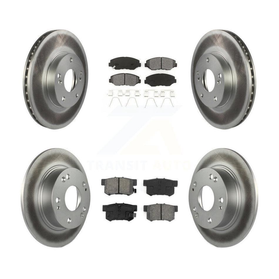 Front Rear Coated Disc Brake Rotors And Semi-Metallic Pads Kit For 2003-2007 Honda Accord 2.4L Excluding Vehicles Built Canadian Market KGS-100761