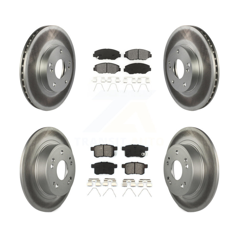 Front Rear Coated Disc Brake Rotors And Semi-Metallic Pads Kit For Honda Accord KGS-100764