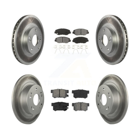 Front Rear Coated Disc Brake Rotors And Semi-Metallic Pads Kit For Honda Accord KGS-100765
