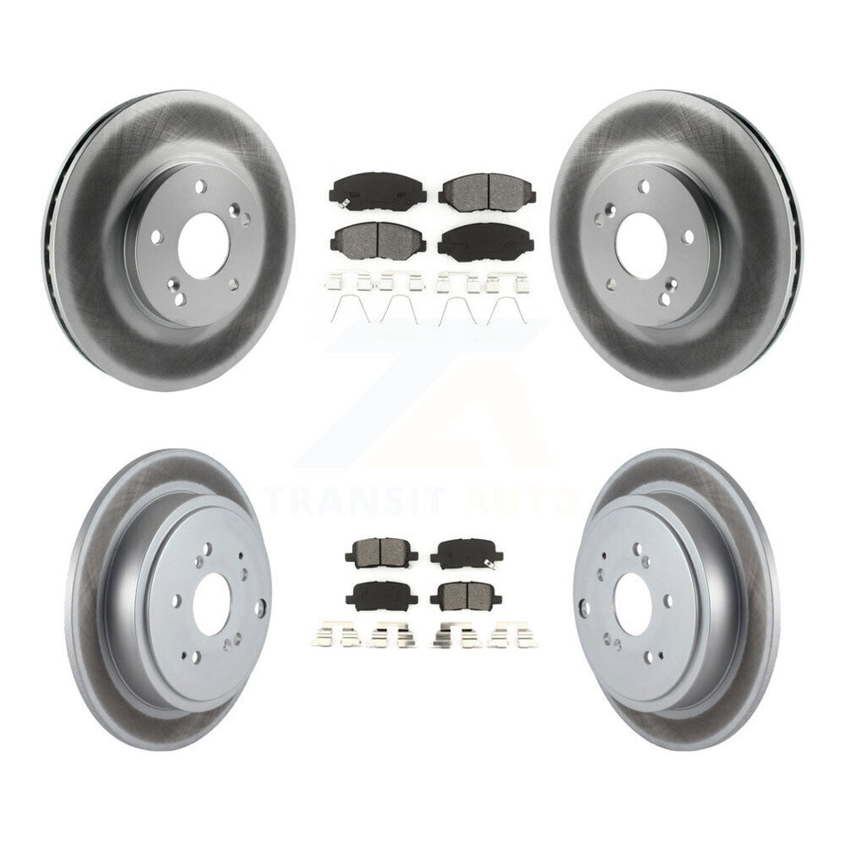 Front Rear Coated Disc Brake Rotors And Semi-Metallic Pads Kit For 2003-2008 Honda Pilot KGS-100784