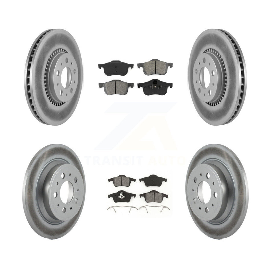 Front Rear Coated Disc Brake Rotors And Semi-Metallic Pads Kit For Volvo S60 V70 XC70 S80 KGS-100802