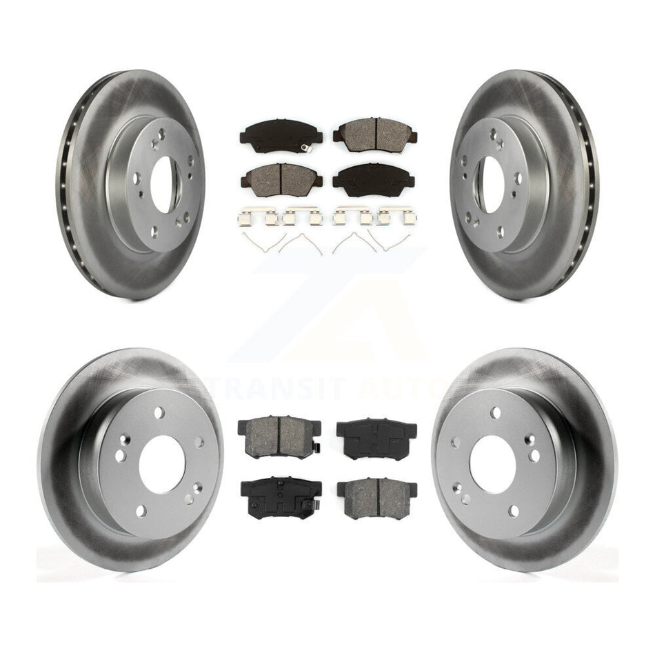 Front Rear Coated Disc Brake Rotors And Semi-Metallic Pads Kit For Honda Civic Acura RSX KGS-100806