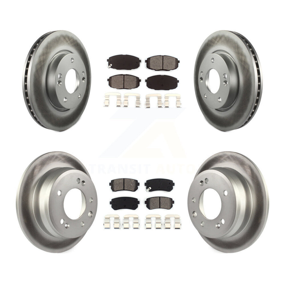 Front Rear Coated Disc Brake Rotors And Semi-Metallic Pads Kit For Hyundai Elantra KGS-100816
