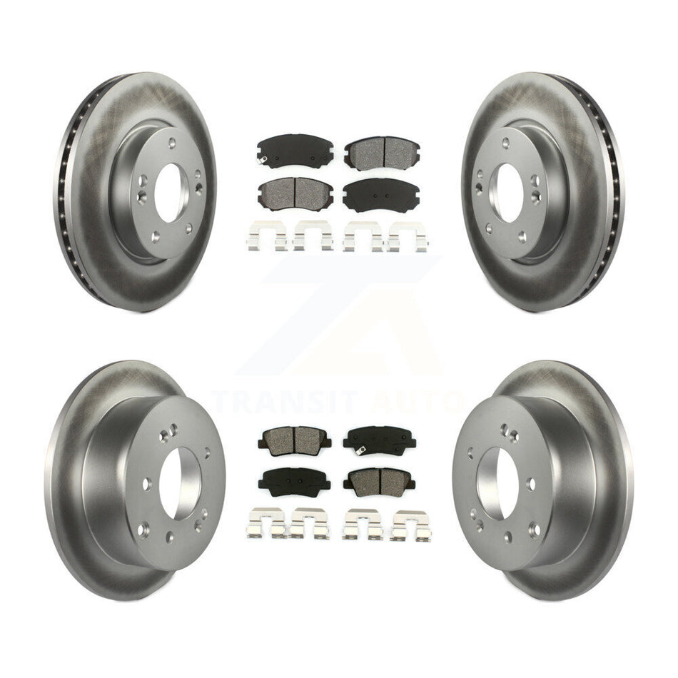 Front Rear Coated Disc Brake Rotors And Semi-Metallic Pads Kit For 2012-2013 Kia Soul KGS-100822