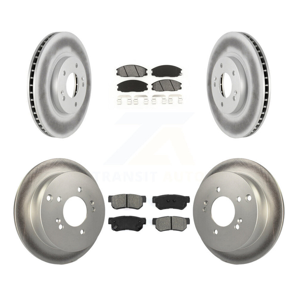 Front Rear Coated Disc Brake Rotors And Semi-Metallic Pads Kit For 2001-2006 Hyundai Santa Fe With 294mm Diameter Rotor KGS-100824