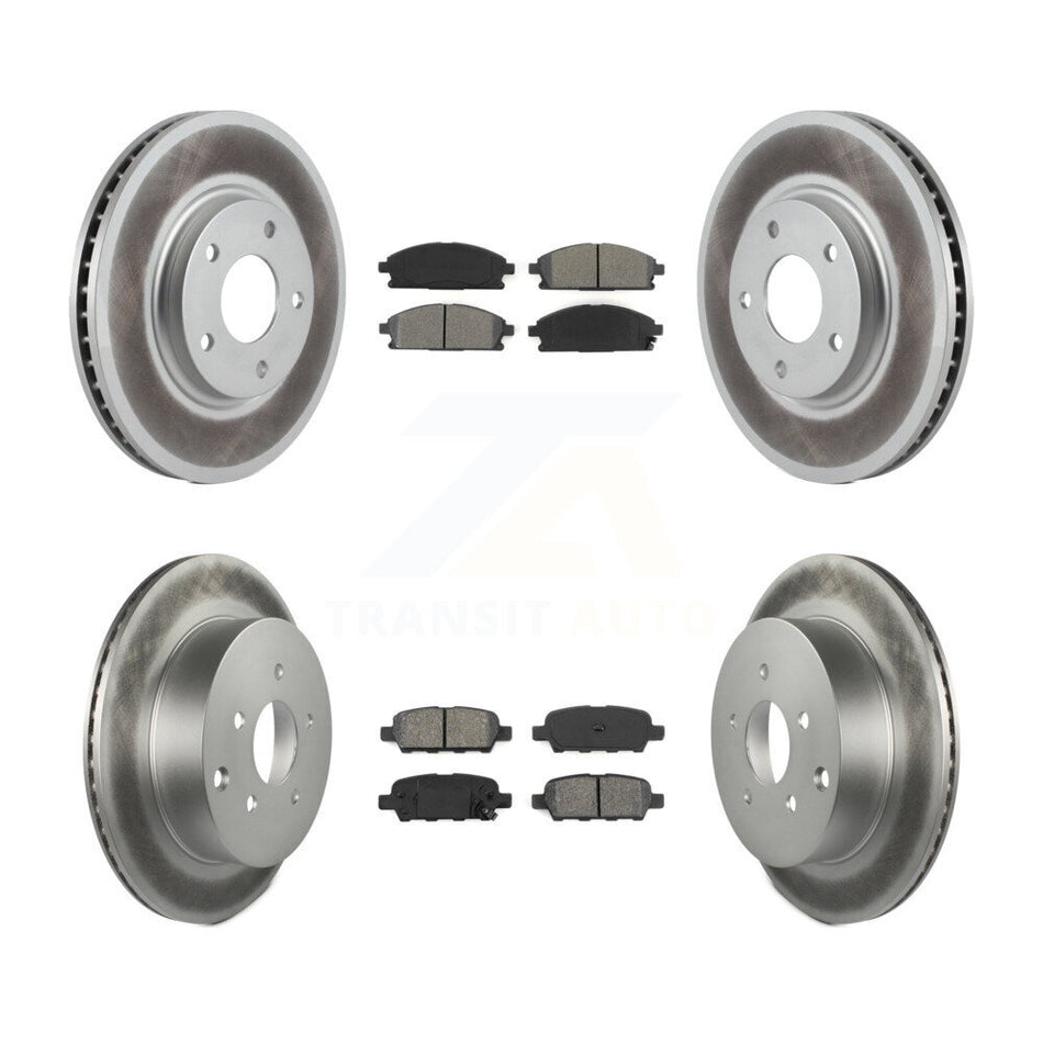 Front Rear Coated Disc Brake Rotors And Semi-Metallic Pads Kit For 2004-2009 Nissan Quest KGS-100833