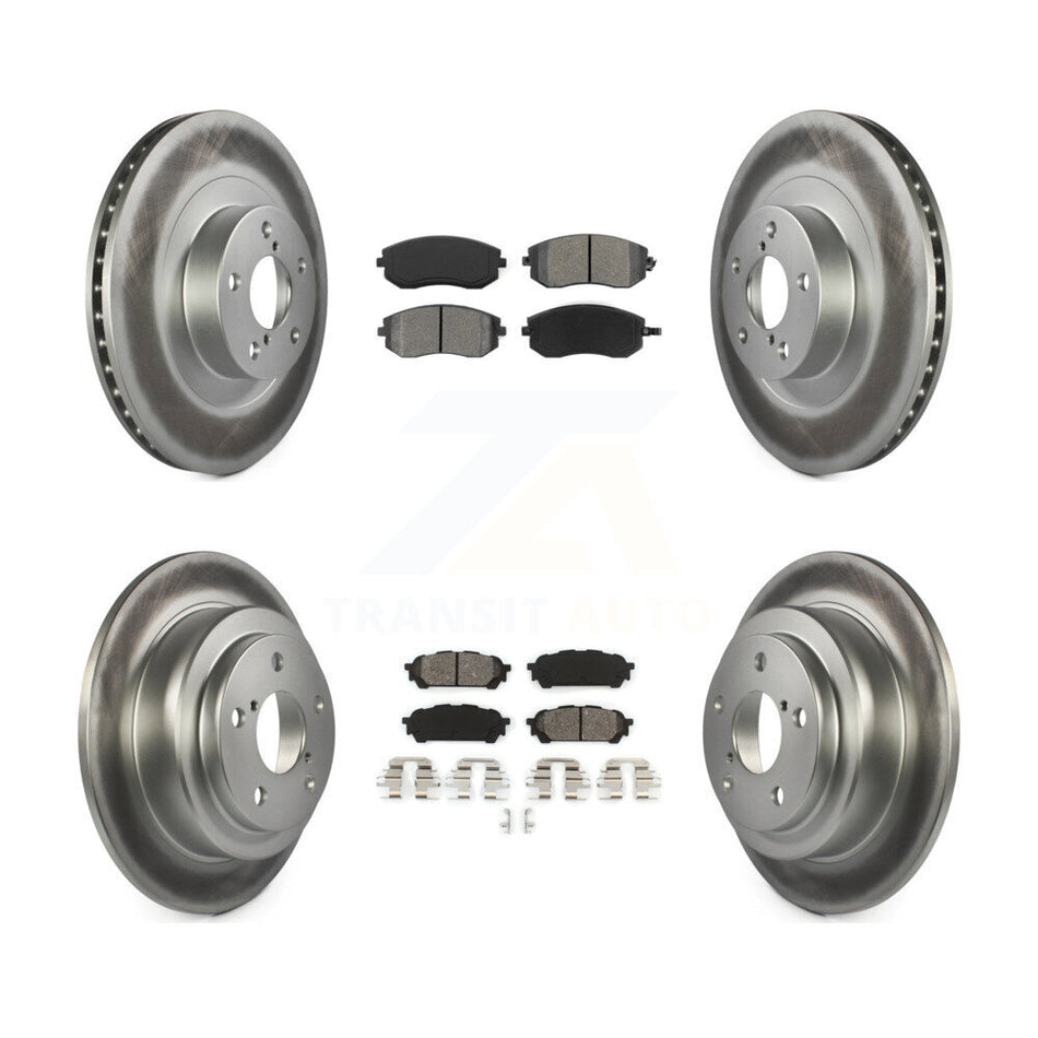 Front Rear Coated Disc Brake Rotors And Semi-Metallic Pads Kit For Subaru Forester Impreza Saab 9-2X KGS-100843