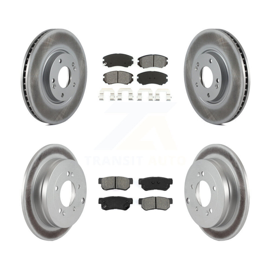 Front Rear Coated Disc Brake Rotors And Semi-Metallic Pads Kit For 2006-2009 Hyundai Azera KGS-100862
