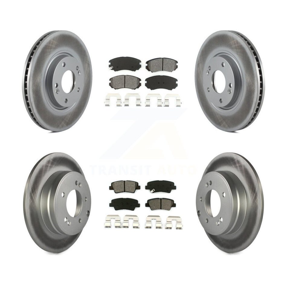 Front Rear Coated Disc Brake Rotors And Semi-Metallic Pads Kit For 2010-2011 Hyundai Azera KGS-100863