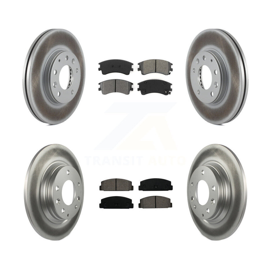 Front Rear Coated Disc Brake Rotors And Semi-Metallic Pads Kit For 2003-2005 Mazda 6 KGS-100867
