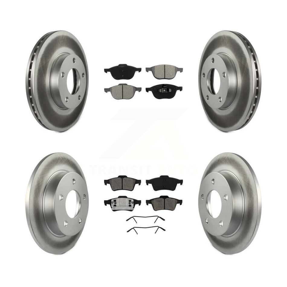 Front Rear Coated Disc Brake Rotors And Semi-Metallic Pads Kit For 2004-2005 Mazda 3 2.0L KGS-100870
