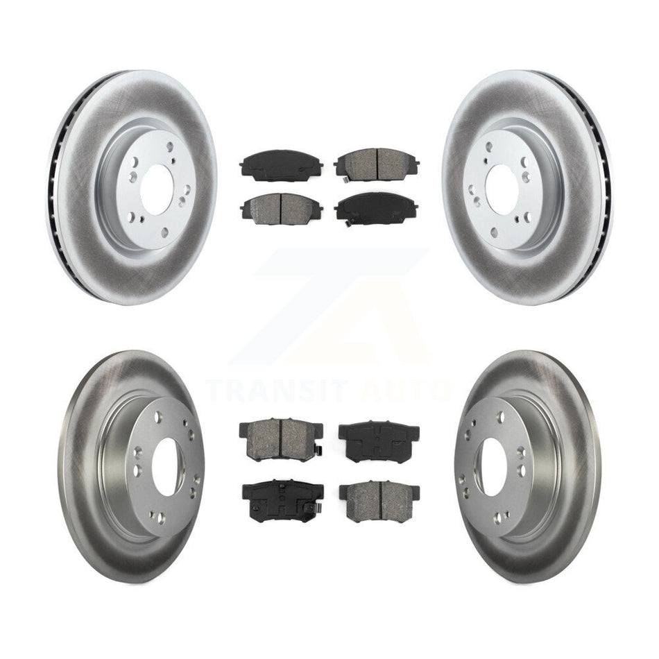 Front Rear Coated Disc Brake Rotors And Semi-Metallic Pads Kit For Honda Civic Acura CSX KGS-100877