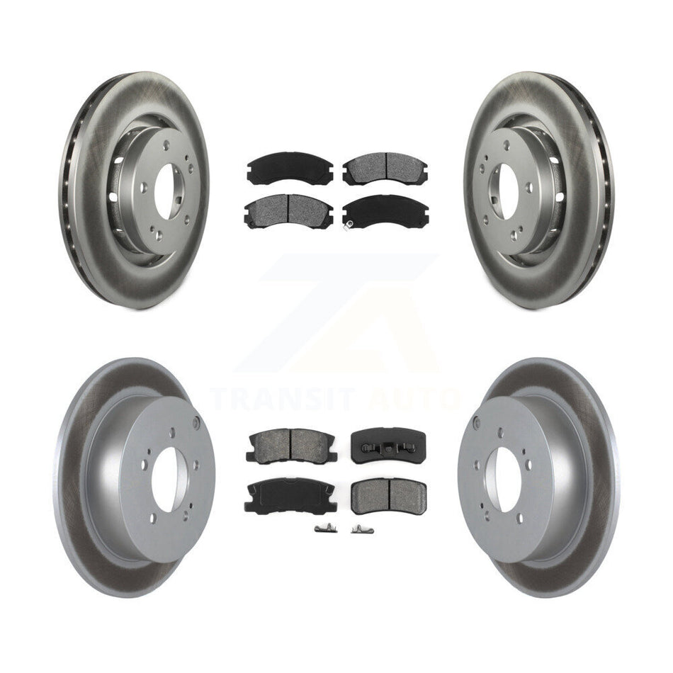 Front Rear Coated Disc Brake Rotors And Semi-Metallic Pads Kit For 2009 Mitsubishi Lancer Ralliart To 03 09 KGS-100888