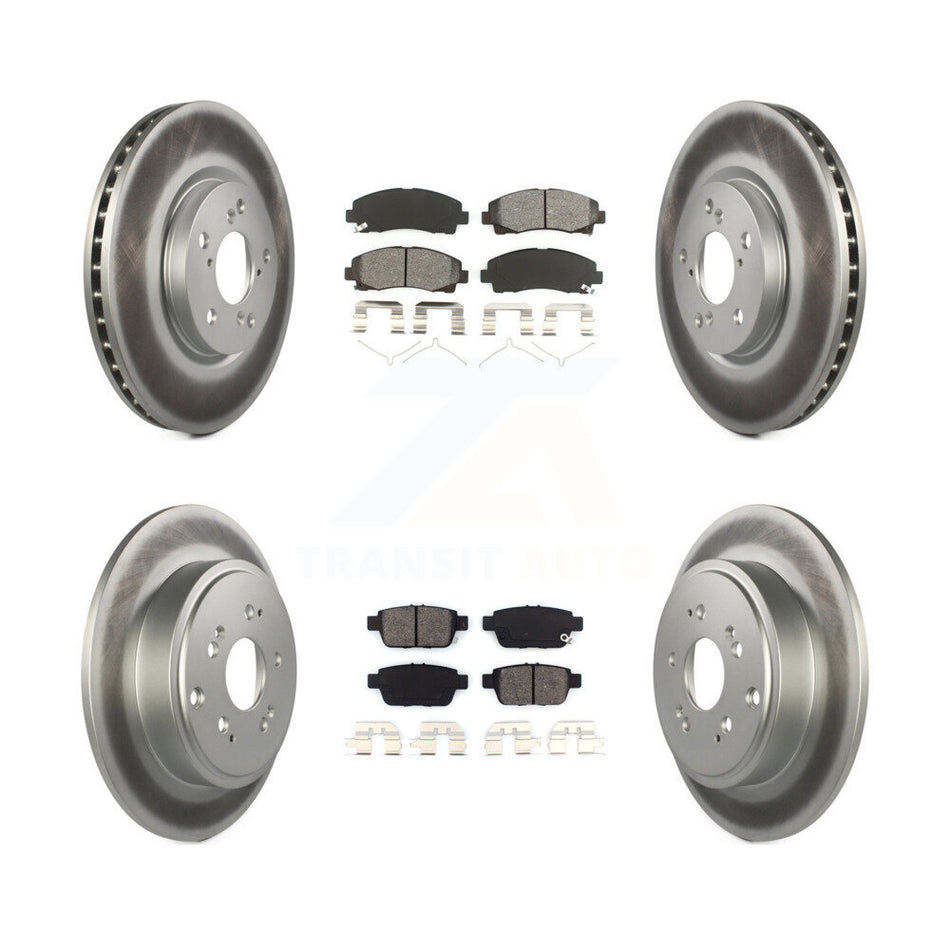 Front Rear Coated Disc Brake Rotors And Semi-Metallic Pads Kit For 2006-2014 Honda Ridgeline KGS-100889